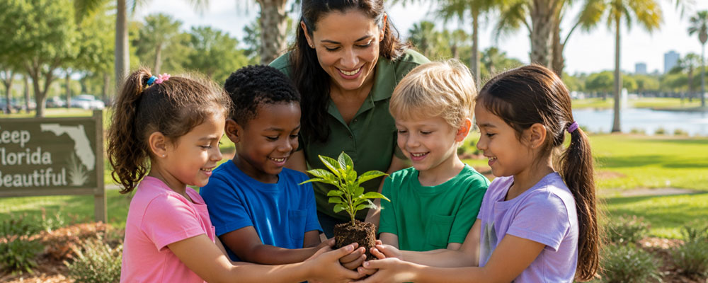 children with autism larning about plants
