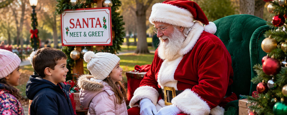 children with autism meeting Santa
